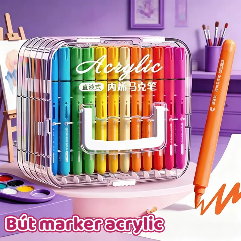 Màu Acrylic Marker Bộ Vẽ Tranh Đầy Đủ 24 36 72 84 Màu Học Sinh Ngòi Brush Màu Sắc Tươi Sáng Không Lem