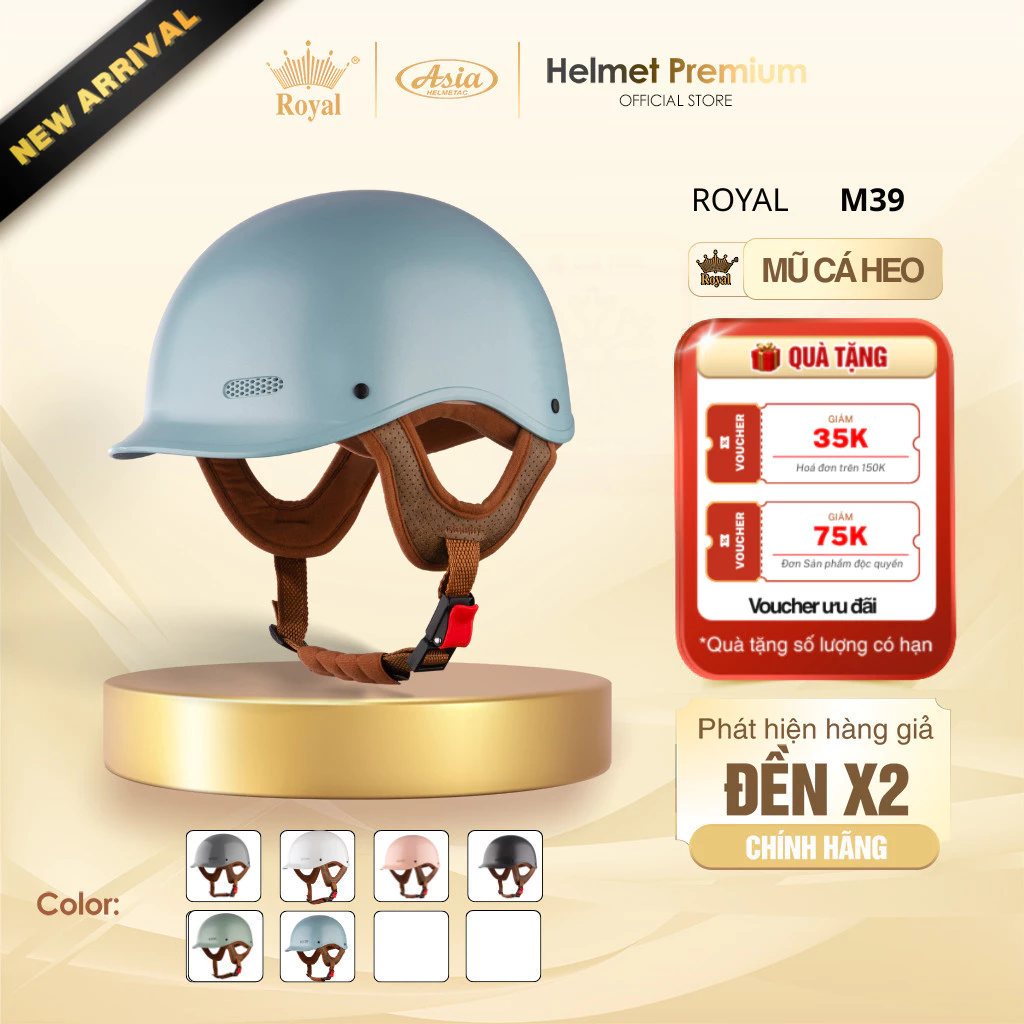 [Độc Quyền] Mũ Bảo Hiểm Cá Heo Nửa Đầu Royal M39, Nón Bảo Hiểm 1/2 Thiết Kế Thời Trang Phong Cách