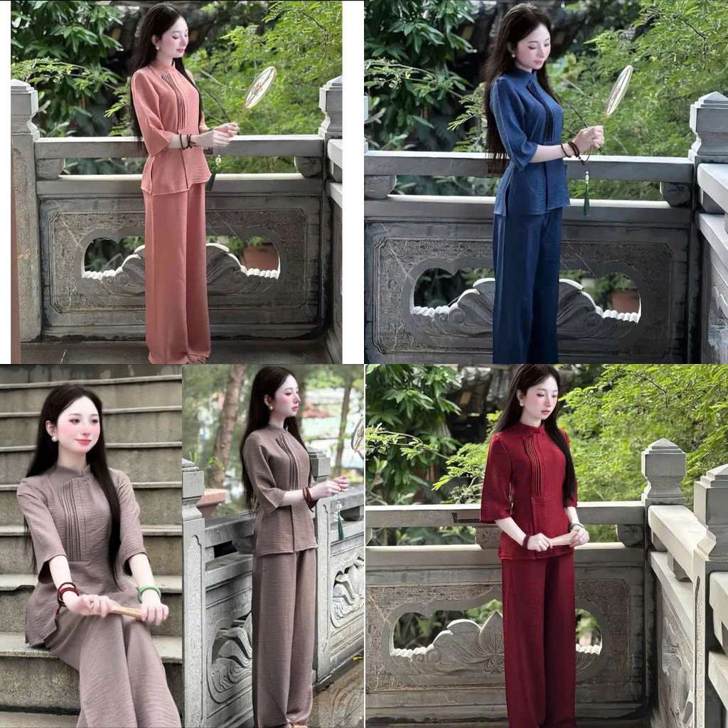 SET Bộ ĐỒ LAM Nữ Đi Lễ Đi Chùa THIẾT KẾ BASIC Cực Đẹp Vải Đũi Vân Mây HOTTREND CÓ SIZE 3XL  NY NA STORE