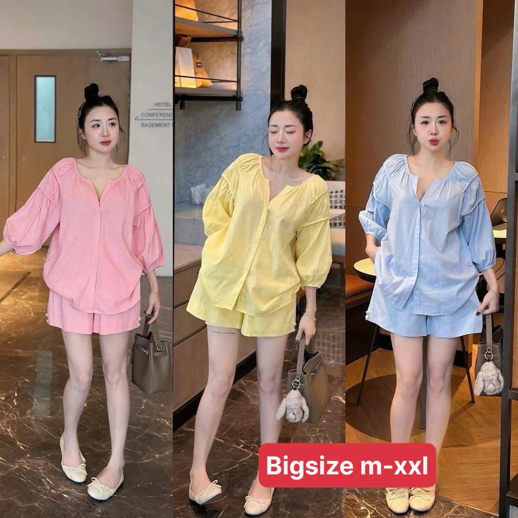 SET ĐỒ BỘ KIỂU SƠ MI KÈM QUẦN NGẮN VẢI KATE THOI MÁT MẺ, THOẢI MÁI PHÙ HỢP CHO MÙA HÈ ĐI CHƠI, ĐI BIỂN K&B FASHION