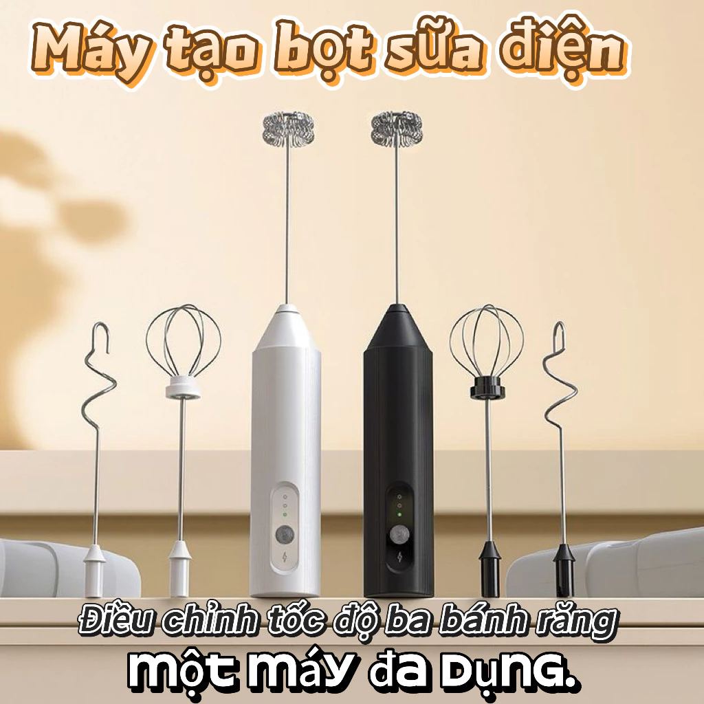 [Cấp thực phẩm] Máy tạo bọt sữa điện đa chức năng, điều chỉnh tốc độ ba bánh răng, giao diện sạc Type-C
