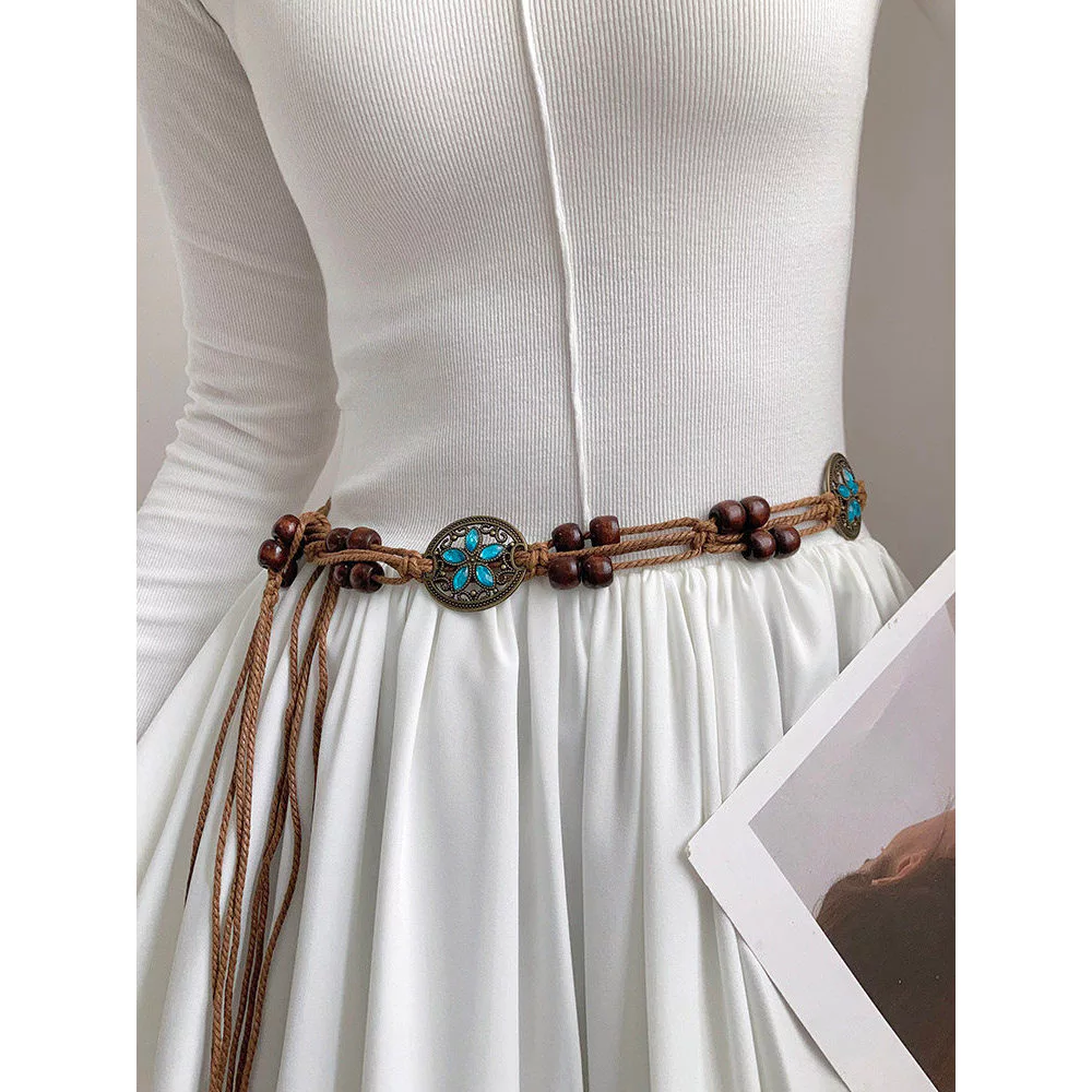 Thắt lưng nữ bohemian màu cà phê cổ điển
