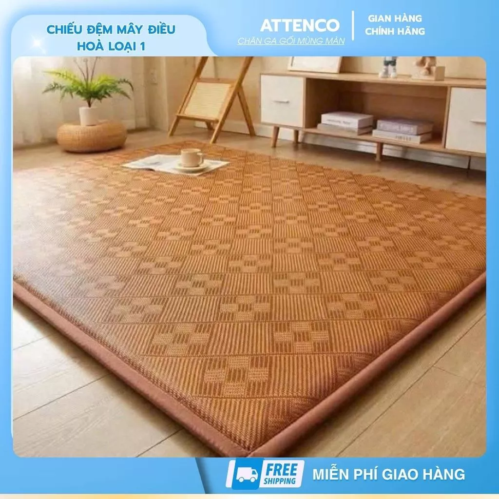 Nệm Chiếu Mây Điều Hòa Xuất Nhật Dạng Thảm Cao Cấp –Chống Trượt , Êm Mềm Thoáng Mát, Gọn Nhẹ Dễ Gấp Gọn, Sử Dụng Bốn Mùa