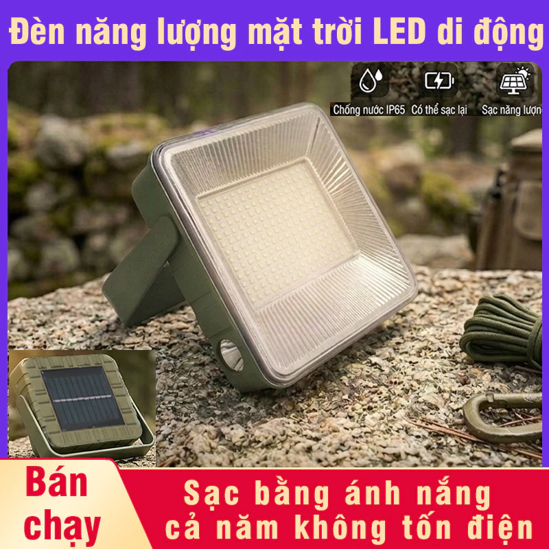 Đèn Năng Lượng Mặt Trời  3 Chế Độ Cắm Trại, Sân Vườn, Kháng Nước Có Tay Cầm, Móc Treo