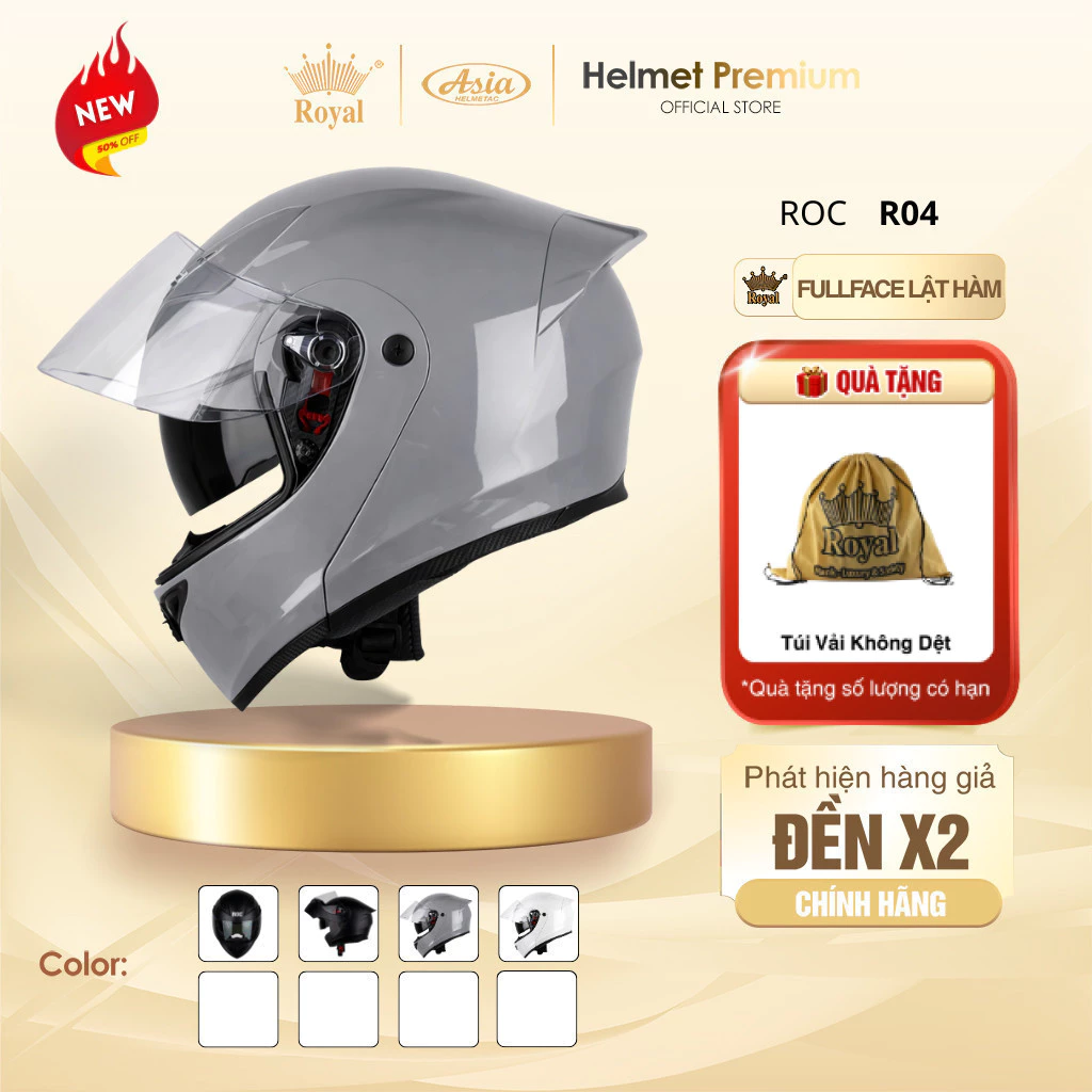 Mũ Bảo Hiểm Fullface Lật Hàm ROC R04 Chính Hãng Đi Phượt Nam Nữ Bảo Hành Chính Hãng 12 Tháng