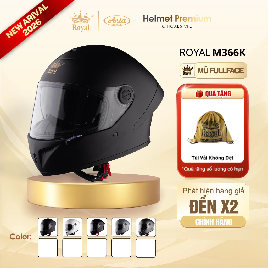 [Độc Quyền] Mũ Bảo Hiểm Fullface Royal M366 2 Kính, Mũ Bảo Hiểm Moto Nhựa ABS Cao Cấp Chính Hãng
