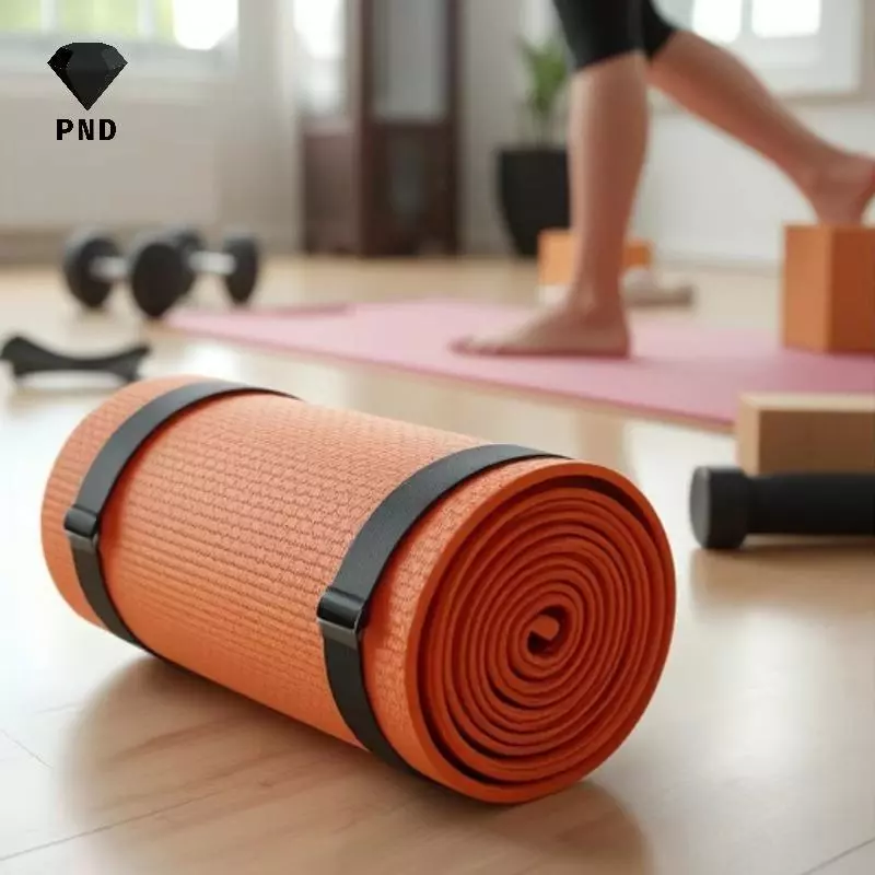 Dây đai giữ thảm tập Yoga PND điều chỉnh có khóa dán, dây buộc chống trượt, lưu trữ phụ kiện tập luyện, dây bungee co giãn bền chắc kèm móc dán vòng