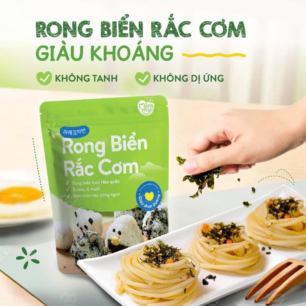 🌿 Rong Biển Rắc Cơm Mămmy Hàn Quốc Ít Mặn - Thơm Ngon Giòn Rụm Cho Bé (6M+)