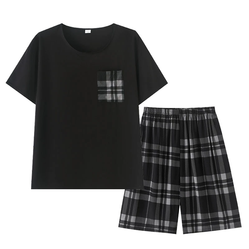 Quần Short ngắn tay bằng lụa Cotton mỏng mặc tại nhà Bộ đồ kẻ sọc thiết kế thoải mái