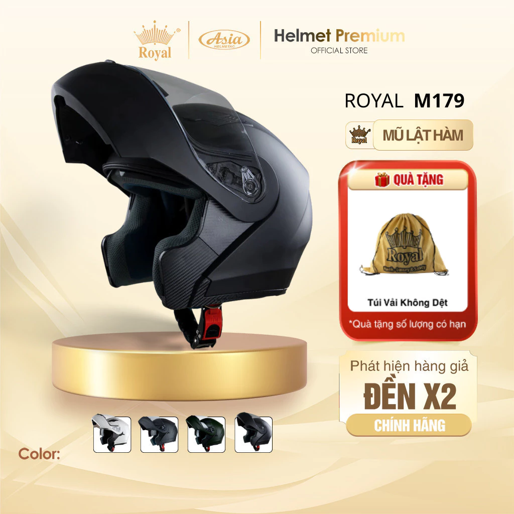 Mũ Bảo Hiểm Fullface Lật Hàm Royal M179 Size L/XL/XXL Thời Trang Moto Đi Phượt Bảo Hành 12 Tháng