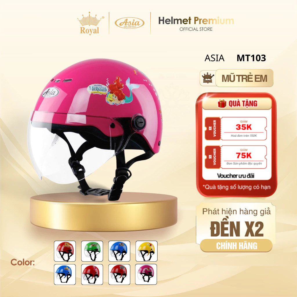 Mũ Bảo Hiểm Trẻ Em Nửa Đầu MT103 Có Kính Chính Hãng An Toàn Cho Bé Bảo Hành 1 Năm
