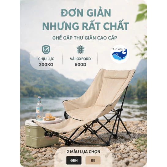 Ghế Gấp Gọn Ngả Lưng Thư Giãn Chất Liệu Cotton Dày Dặn Dùng Camping Dã Ngoại