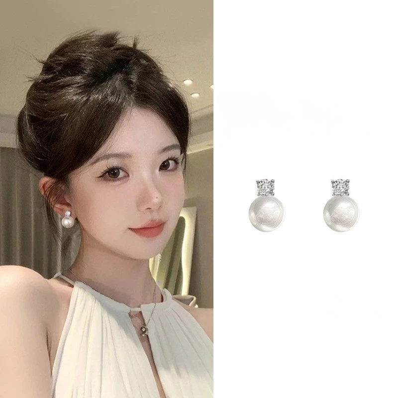 Thời Trang Ngày Lễ Phong Cách Giả Bông Tai Ngọc Trai Pháp Retro Hoa Nữ Bông Tai