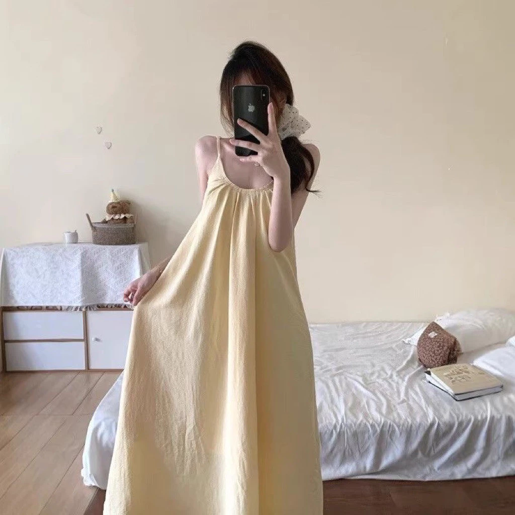 [Pre-Order]-váy hai dây nữ dáng rộng, váy hai dây dáng dài xinh xắn