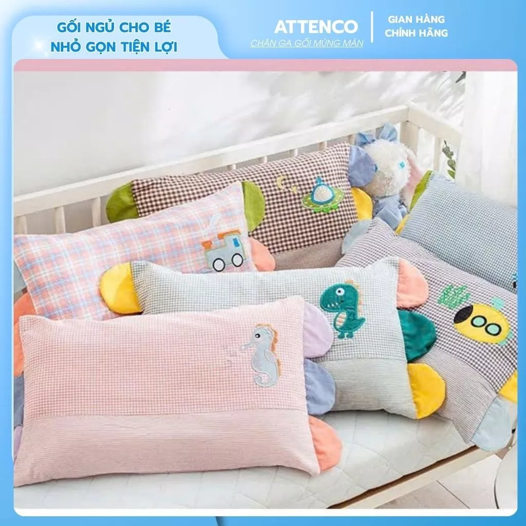 Gối cho bé đi học cotton mềm mịn , thấm mồ hôi tốt, vỏ gối hình dễ thương mẫu mã đa dạng kích thước 30x50cm có kèm ruột