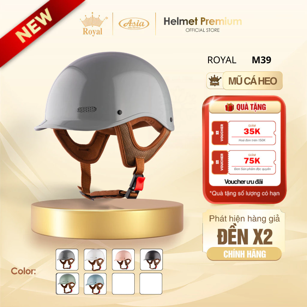 [Độc Quyền] Mũ Bảo Hiểm Cá Heo Nửa Đầu Royal M39,Nón Bảo Hiểm 1/2 Thiết Kế Thời Trang Phong Cách