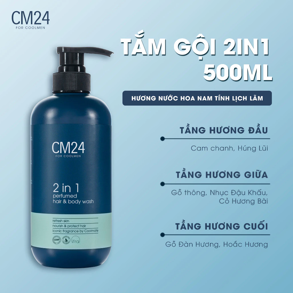 (DEAL SOANH TRẦN ) Sữa Tắm Gội 2in1 CM24 FOR COOLMEN Hương Nước Hoa Nam Tính Mạnh Mẽ Thơm Lâu 3 Tầng Hương