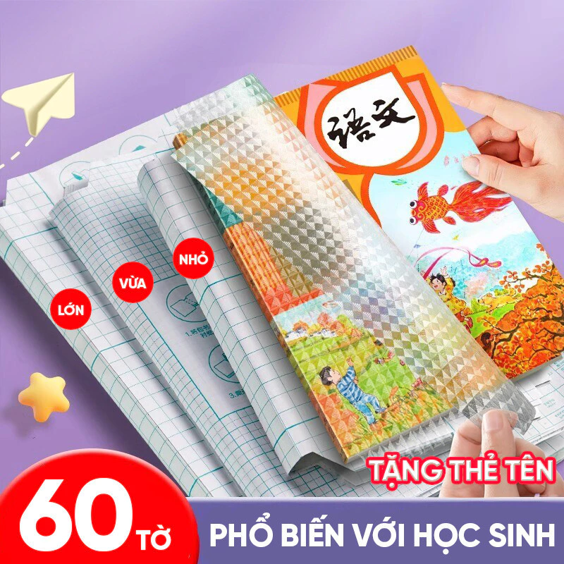 Bọc Sách Vở Chống Nước Trong Suốt, Dễ Bọc 3 Kích Cỡ Lớn Vừa Nhỏ, Decal Cho Mọi Loại Sách