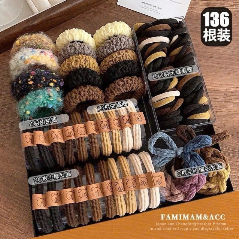 Combo Set 136 Chi Tiết Dây Buộc Tóc Giá Ngon – Phụ Kiện Tóc Đa Dạng Cho Bé & Bạn Gái