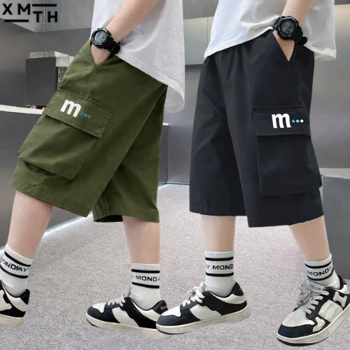 Quần short kaki túi hộp nam, bé trai size đại 18-52kg, quần đùi lửng, dài đi học, đi chơi trẻ em 6-14 tuổi form rộng M