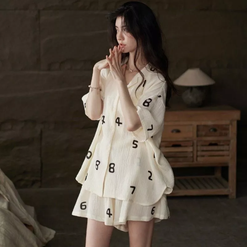 Đồ ngủ mùa hè mới cho phụ nữ, phong cách đơn giản, quần đùi, tay ngắn, rộng rãi, thoải mái - Hàng Order