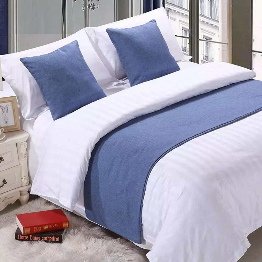 Khăn trải giường bằng vải lanh Cotton, Khăn trải giường khách sạn & Khăn trải giường cho chân giường, Trang trí chăn ga gối nhà cỡ King Queen