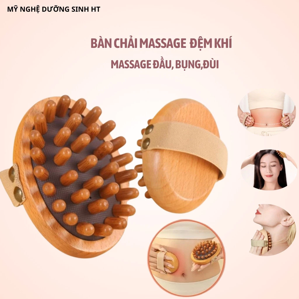 Bàn chải đệm khí bằng gỗ giúp hỗ trợ massage toàn thân giảm đau mỏi tạo cảm giác thư giãn dễ chịu
