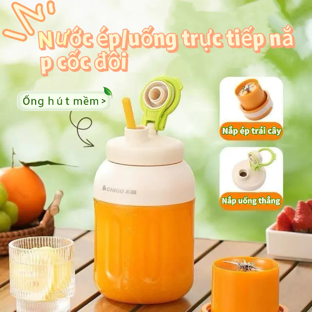 Máy ép trái cây di động không dây/Uống trực tiếp Cốc đôi 600ml/1000ml có sẵn trong nhà và ngoài trời