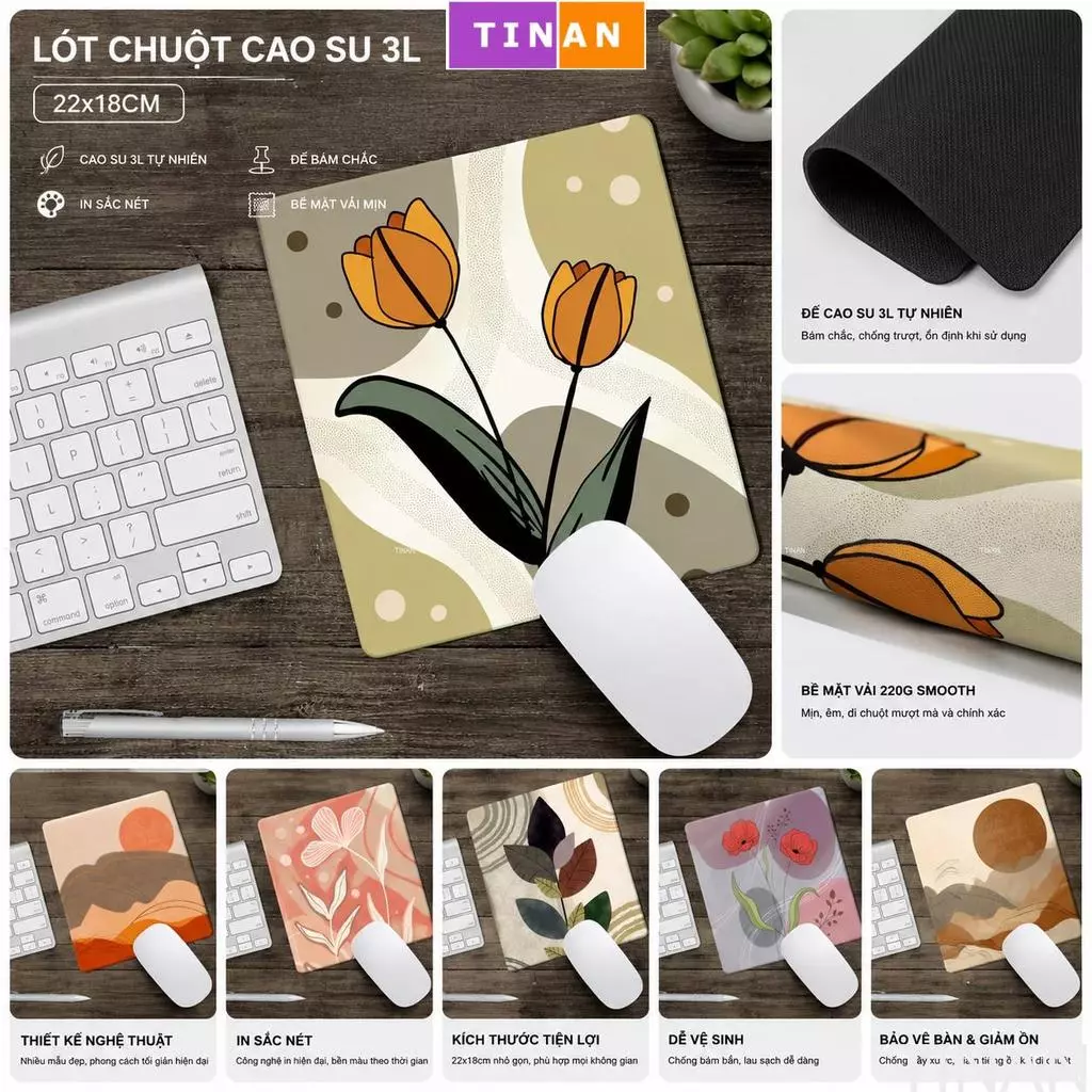 Pad Chuột Nghệ Thuật  Cao Su Tự Nhiên 3L, Di Chuột Mượt, Chống Trượt, Decor Góc Làm Việc