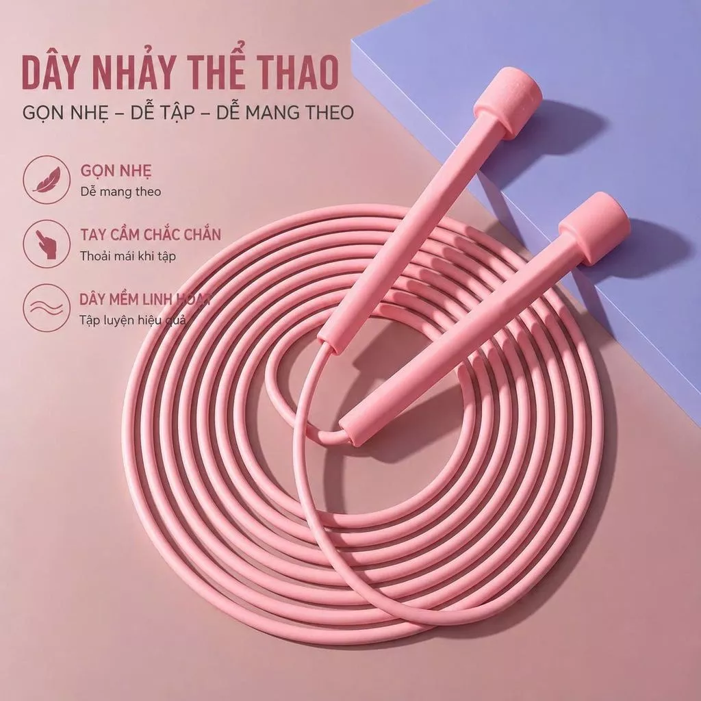 Dây nhảy tập thể dục cá nhân không kẹt dây gọn nhẹ dễ mang theo tập cardio hằng ngày
