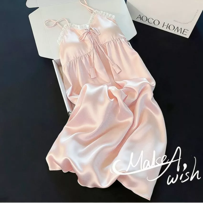 [Pre-Order]-Váy ngủ mùa hè mới, thoải mái và mát mẻ dành cho nữ, có đệm ngực, kiểu dáng áo yếm mỏng nhẹ gợi cảm, phong c