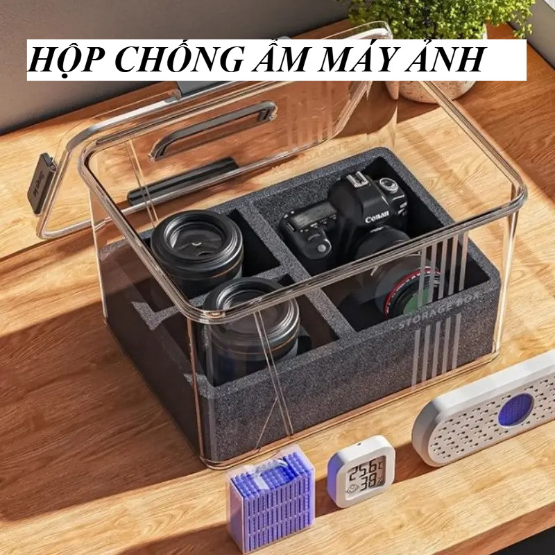 Hộp Chống Ẩm Máy Ảnh & Ống Kính Có Nhiệt Kế, Hộp Lưu Trữ Chống Mốc Chống Sốc…