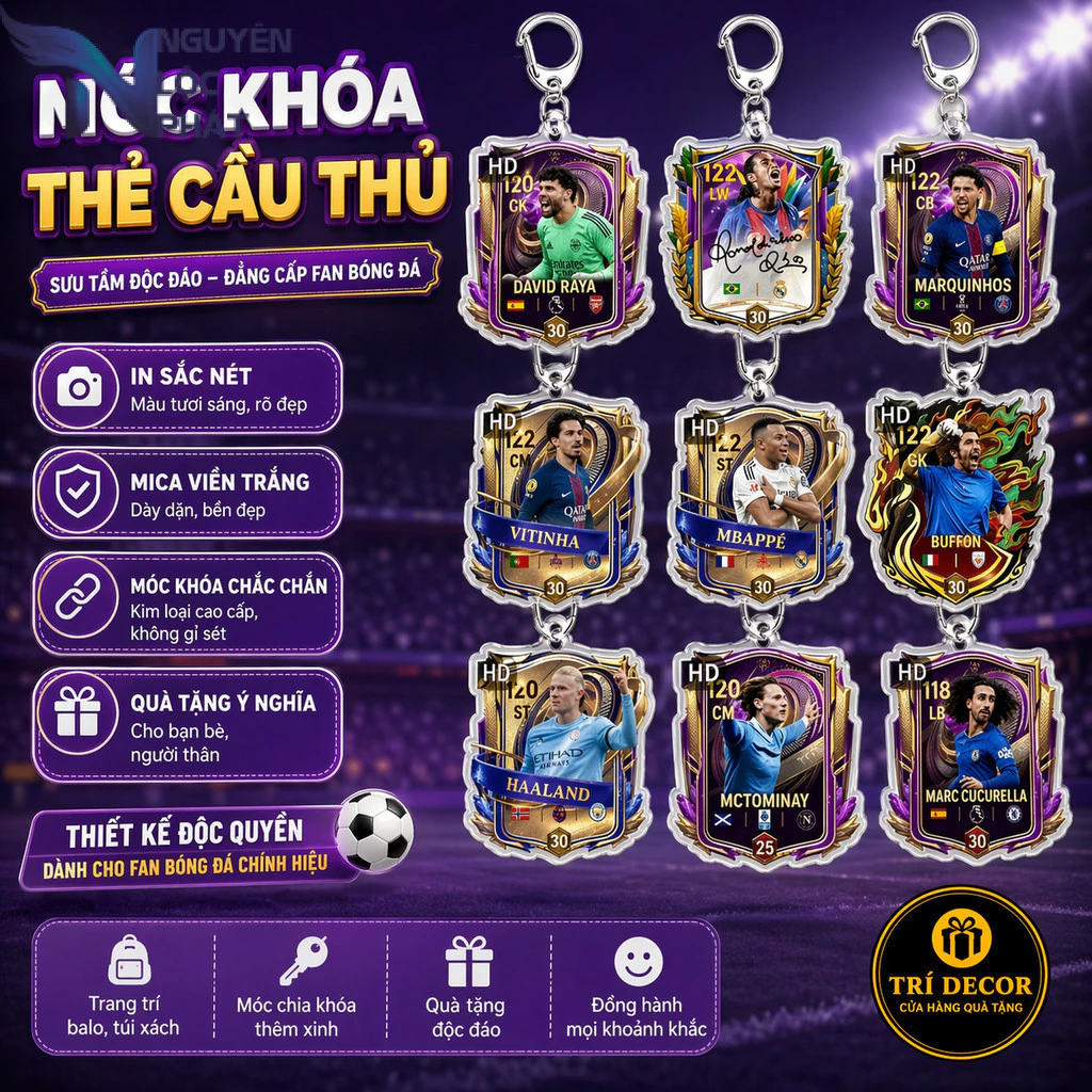 Móc Khóa FC Mobile Móc Khóa Bóng Đá Thẻ Cầu Thủ Messi, Ronaldo, Beckham, Torres, Mbappé... Sưu Tầm nlp