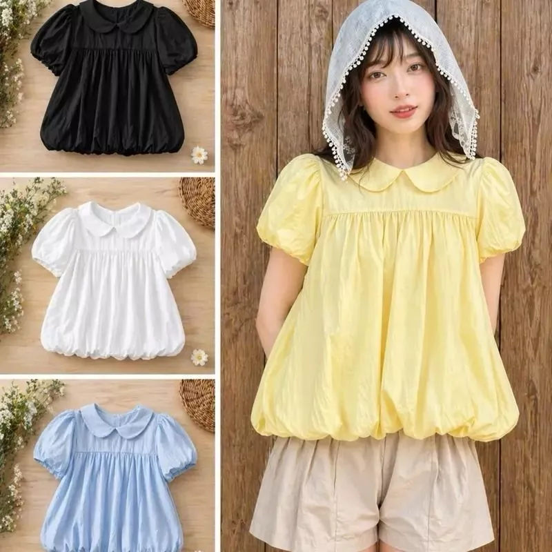 Áo Kiểu Babydoll Nữ Cổ Sen Tay Bồng Dáng Bí Sora Top Áo Kiểu Phong Cách Tiểu Thư Hàn Quốc Nàng Thơ Hot Trend