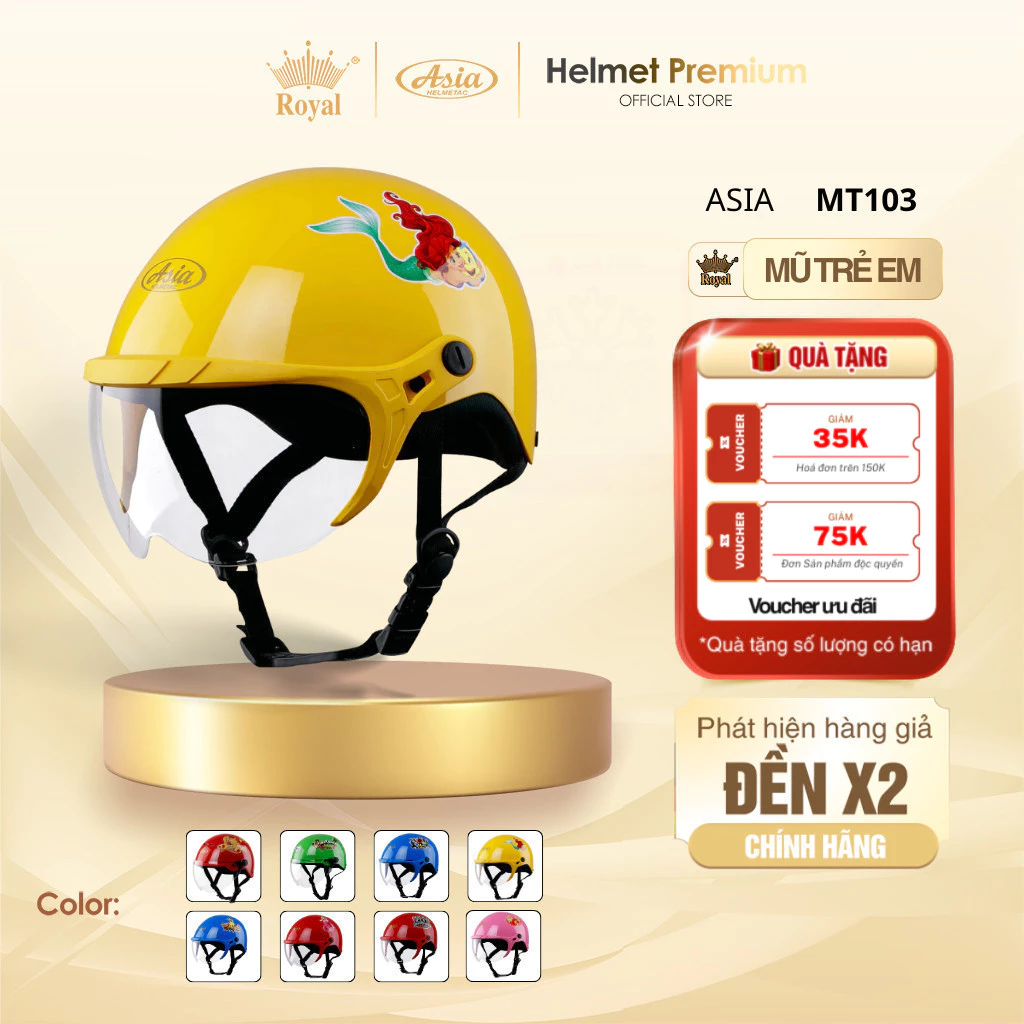 Mũ Bảo Hiểm Trẻ Em Nửa Đầu MT103 Có Kính Chính Hãng An Toàn Cho Bé Bảo Hành 12 Tháng