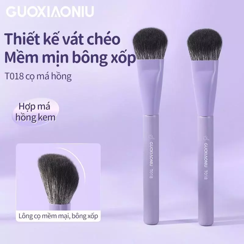 Cọ má hồng đầu góc GUOXIAONIU, 1 miếng, Kem và phấn má hồng, Màu sắc tự nhiên, Tạo hiệu ứng mặt Gradient, Kem che khuyết điểm, Kem nền trong suốt, Dễ sử dụng cho Begi