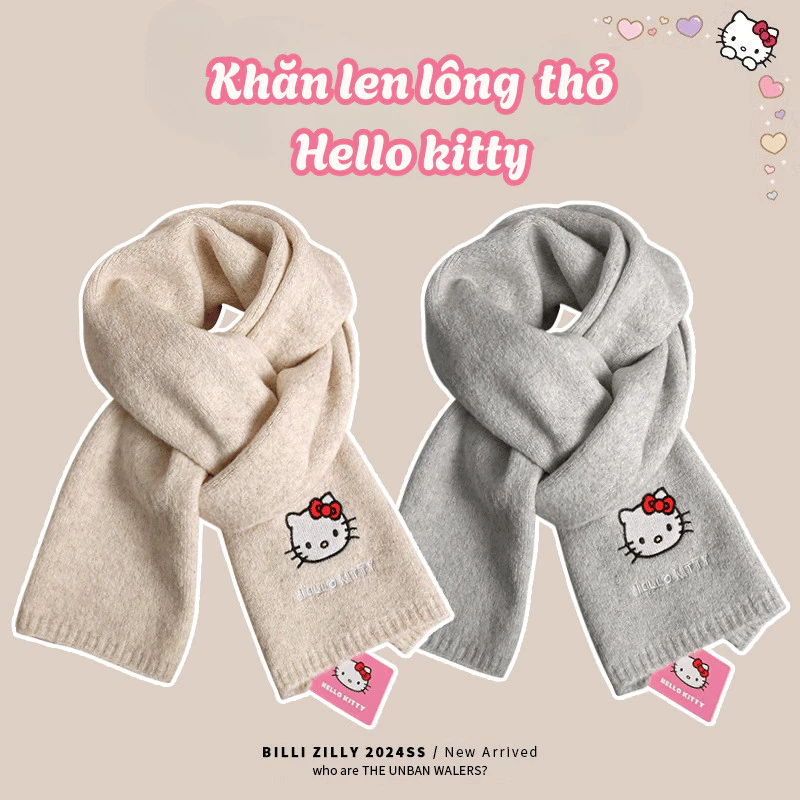 Khăn quàng cổ Hello Kitty Dễ Thương TOAM, Khăn Len Lông Mùa Đông Ấm Áp, Mềm Mại, Không Xù