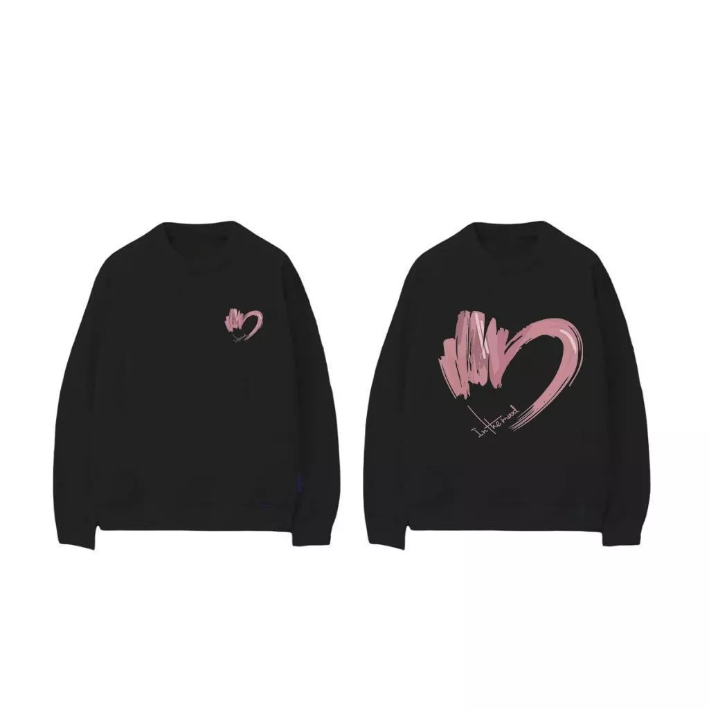 Áo sweater trái tim in ấn màu hồng nam nữ của 2025-2026, chất liệu nỉ bông dày dặn phong cách unisex