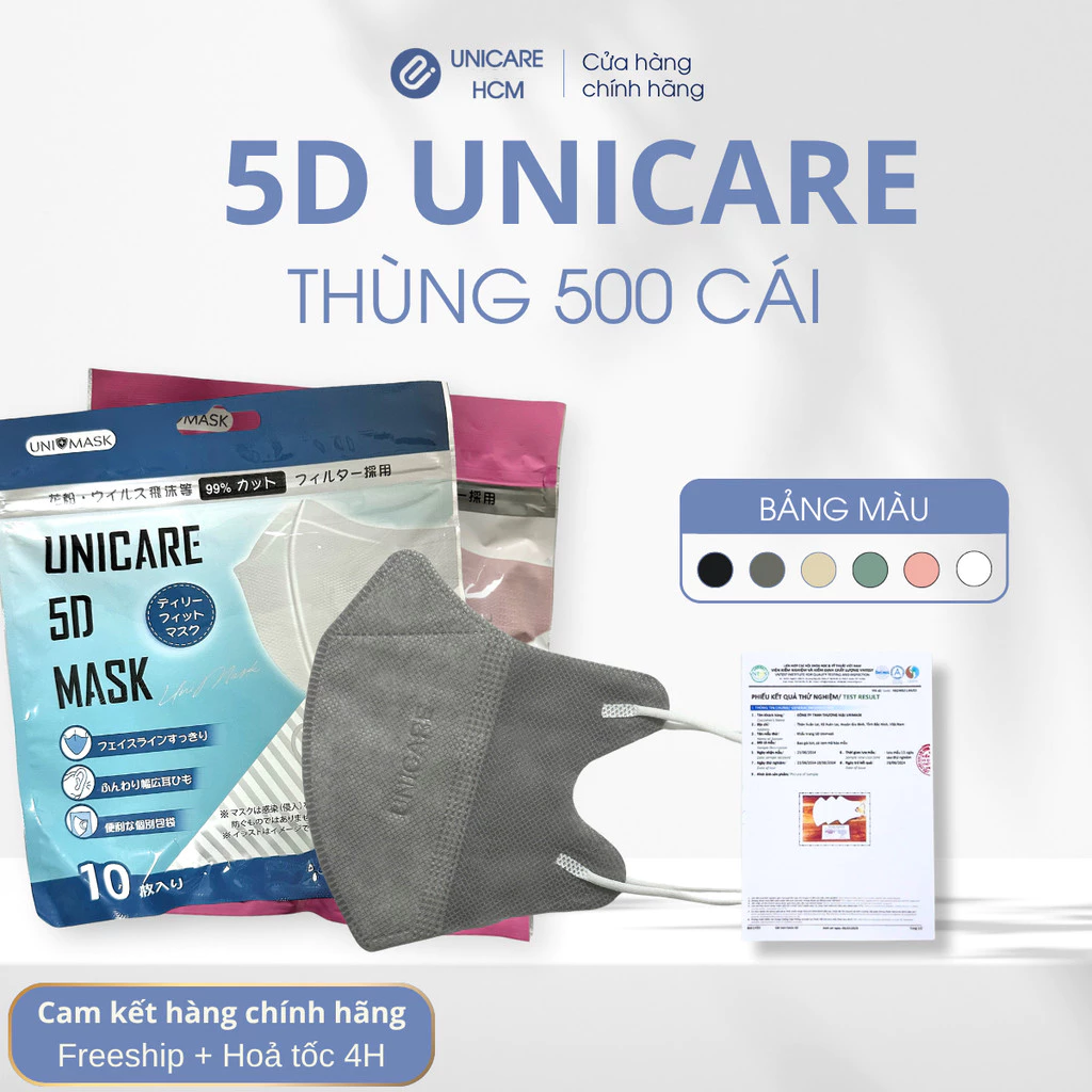 [Thùng 500 cái] Sỉ Khẩu trang 5D UniMask Chính Hãng Công Ty, Form Thời Trang Ôm Mặt, Kháng Khuẩn Chống Bụi Mịn