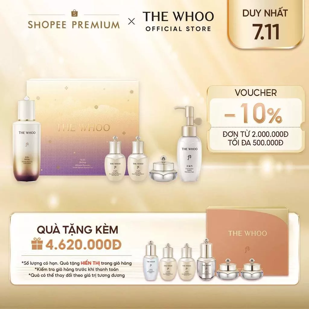 [THE WHOO OFFICIAL] Bộ tinh chất tự sinh chống lão hóa thế hệ thứ 4 THE WHOO Bichup Ultimate Recovery Youth Serum 90ml