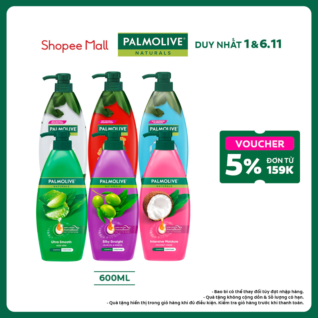 Dầu gội Palmolive kèm xả 2-trong-1 chiết xuất thiên nhiên 600ML