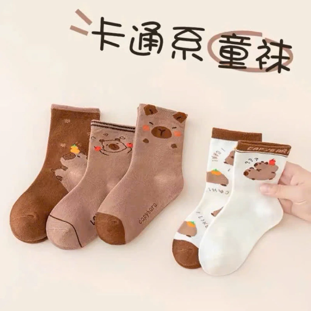 SET 5 Đôi Tất Vớ Trẻ Em Họa Tiết Capybara Đáng Yêu Dễ Thương Giữ Ấm Tốt 🌸 tuyển sỉ🌸