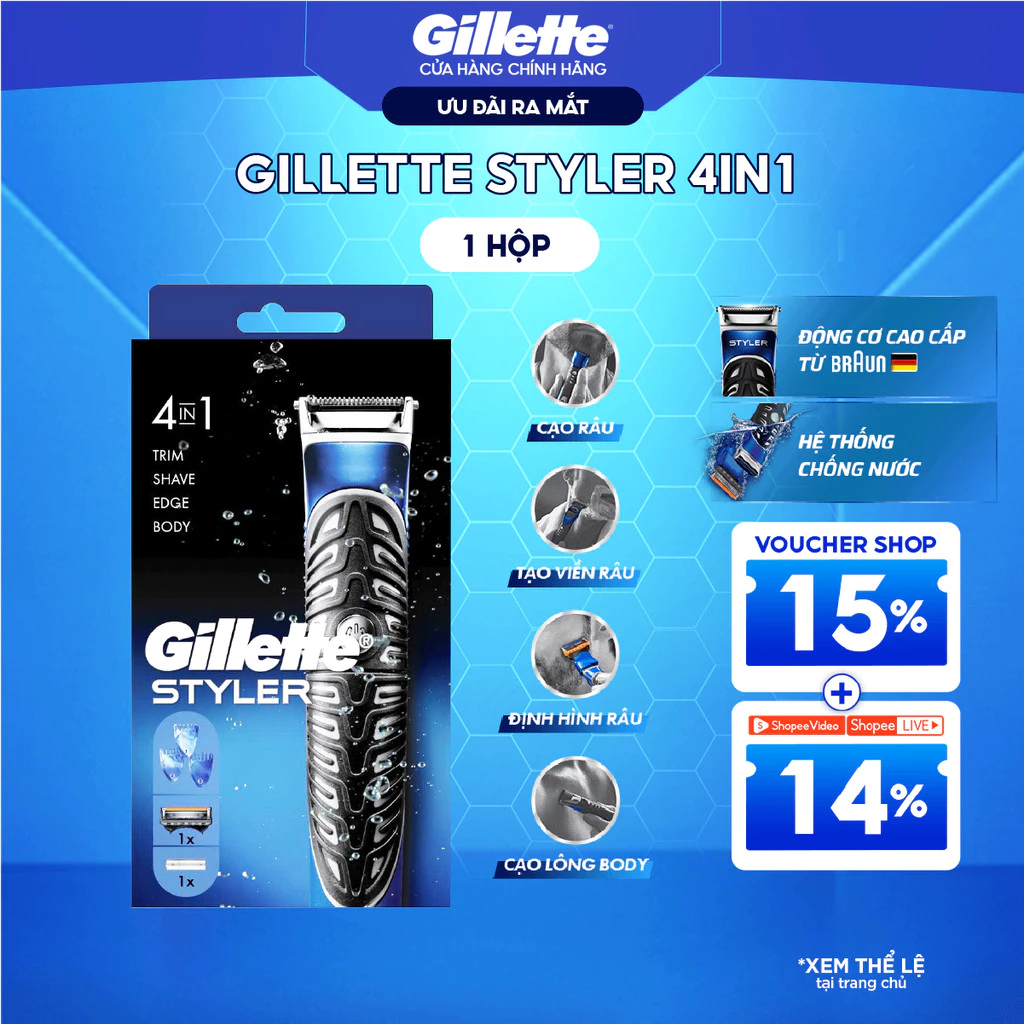 Máy Cạo Nam Cao Cấp GILLETTE Styler 4in1 - Cạo, Tạo Kiểu Râu và Dọn Body