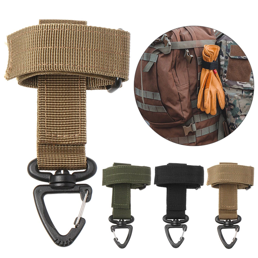 Găng tay chiến thuật khóa chống mất làm bằng nylon, phù hợp leo núi với móc quân sự và quạt tiện lợi