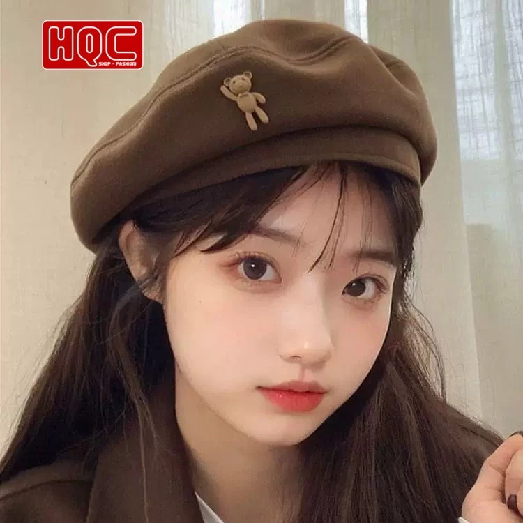 Mũ nồi beret tag gấu siêu xinh, nhiều màu hot trend, chất kaki bền đẹp, cực cute, phù hợp mùa thu đông 🎀🧸