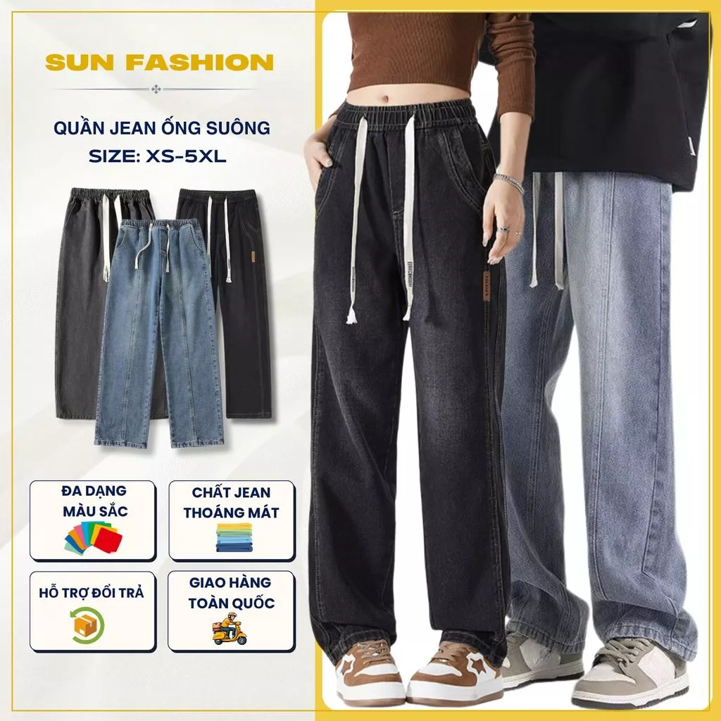Quần jean nam nữ ống rộng bigsize Suncbvn 09,03,N9 mang lại sự thoải mái và phong cách hàn quốc