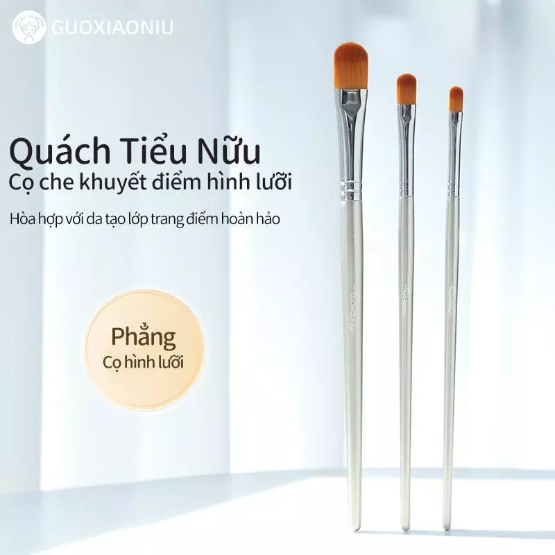 Bàn chải che khuyết điểm đầu nghiêng GUOXIAONIU, Độ che phủ tốt, Hỗn hợp mịn tự nhiên, Không nhòe, Thích hợp cho mọi loại da, Dễ sử dụng cho người mới bắt đầu, Dụng cụ trang điểm cơ bản