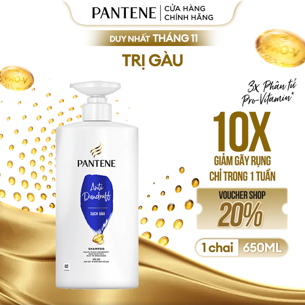 [Yêu tóc nàng] Dầu Gội PANTENE Làm Sạch Gàu Chai 650ML