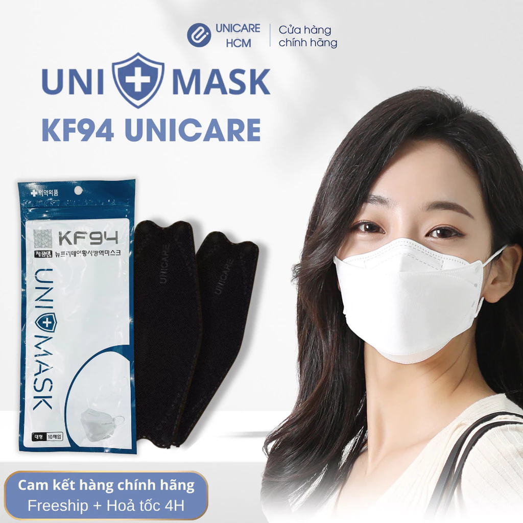 [Set 50 cái] Khẩu trang y tế KF94 UniMask chính hãng 4 lớp thiết kế 4D, bảo vệ tối ưu, lọc bụi mịn