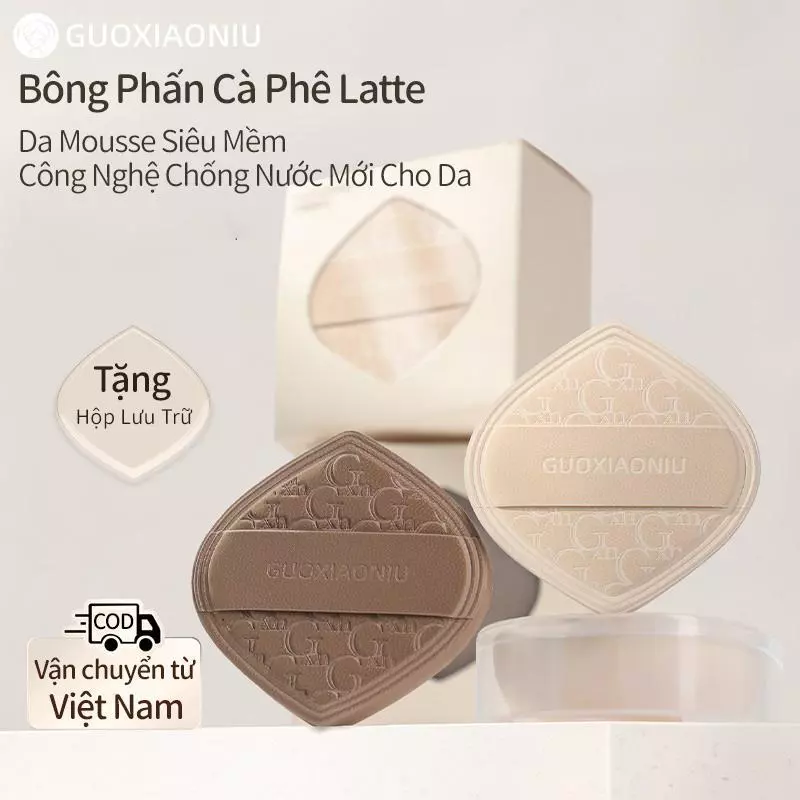 Miếng bọt biển trang điểm làm bằng chất liệu Rubycell chống thấm nước, GUOXIAONIU, mềm, không thấm nước, có thể sử dụng khô hoặc ướt, hỗ trợ nền mịn màng và bền cả ngày